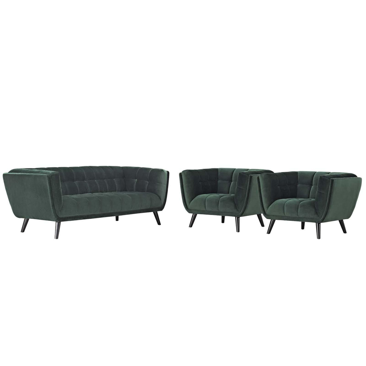 Modway Furniture Modern Bestow 3 Piece Performance Velvet Sofa and Armchair Set - EEI-2981