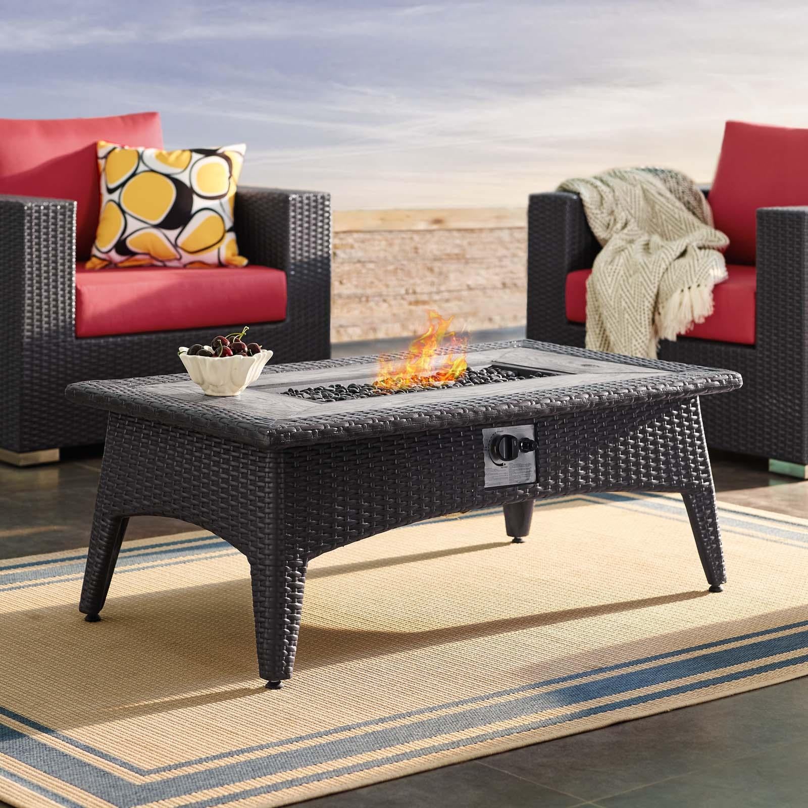 Modway Furniture Modern Splendor 43.5" Rectangle Outdoor Patio Fire Pit Table - EEI-2991