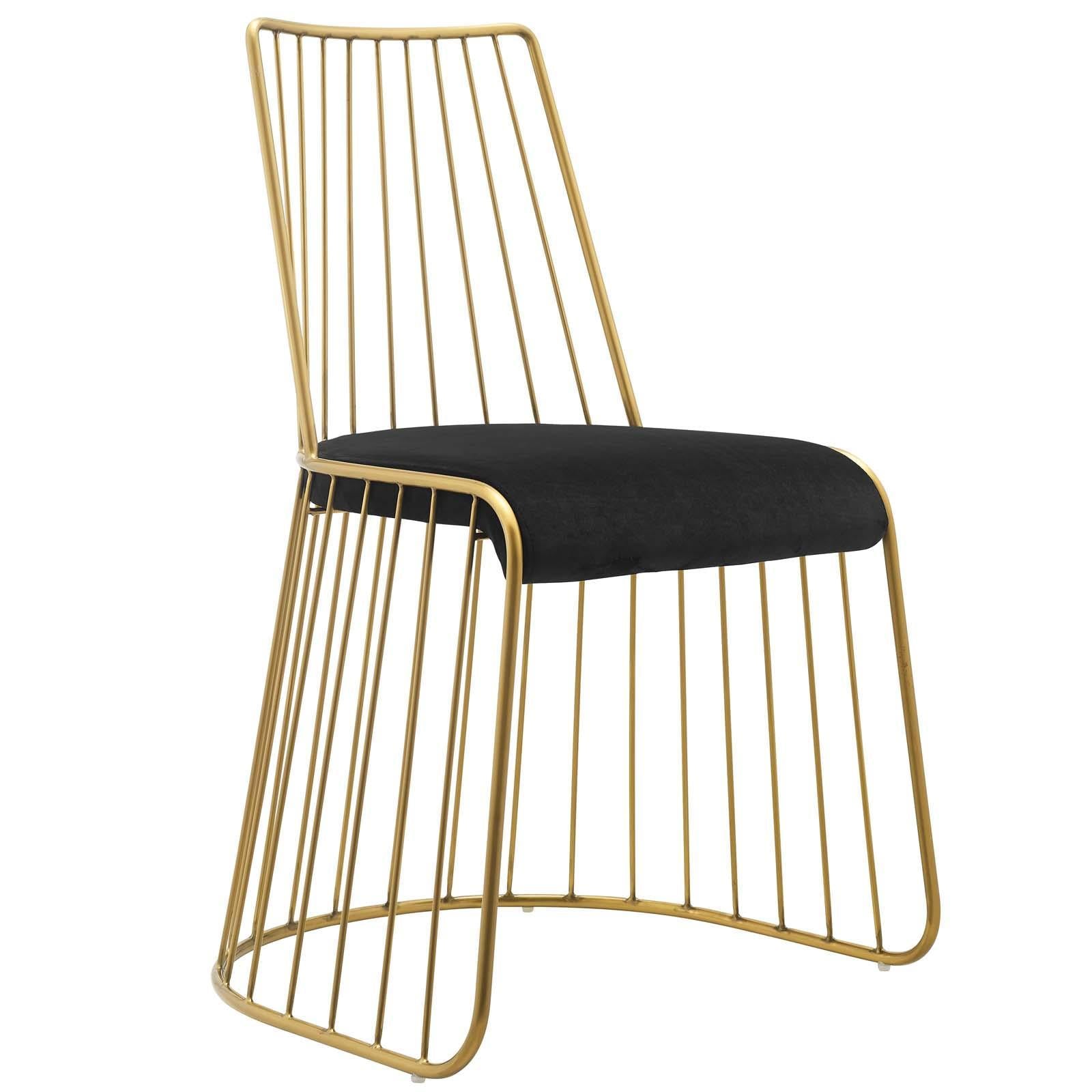 Modway Furniture Modern Rivulet Gold Stainless Steel Performance Velvet Dining Chair - EEI-2994