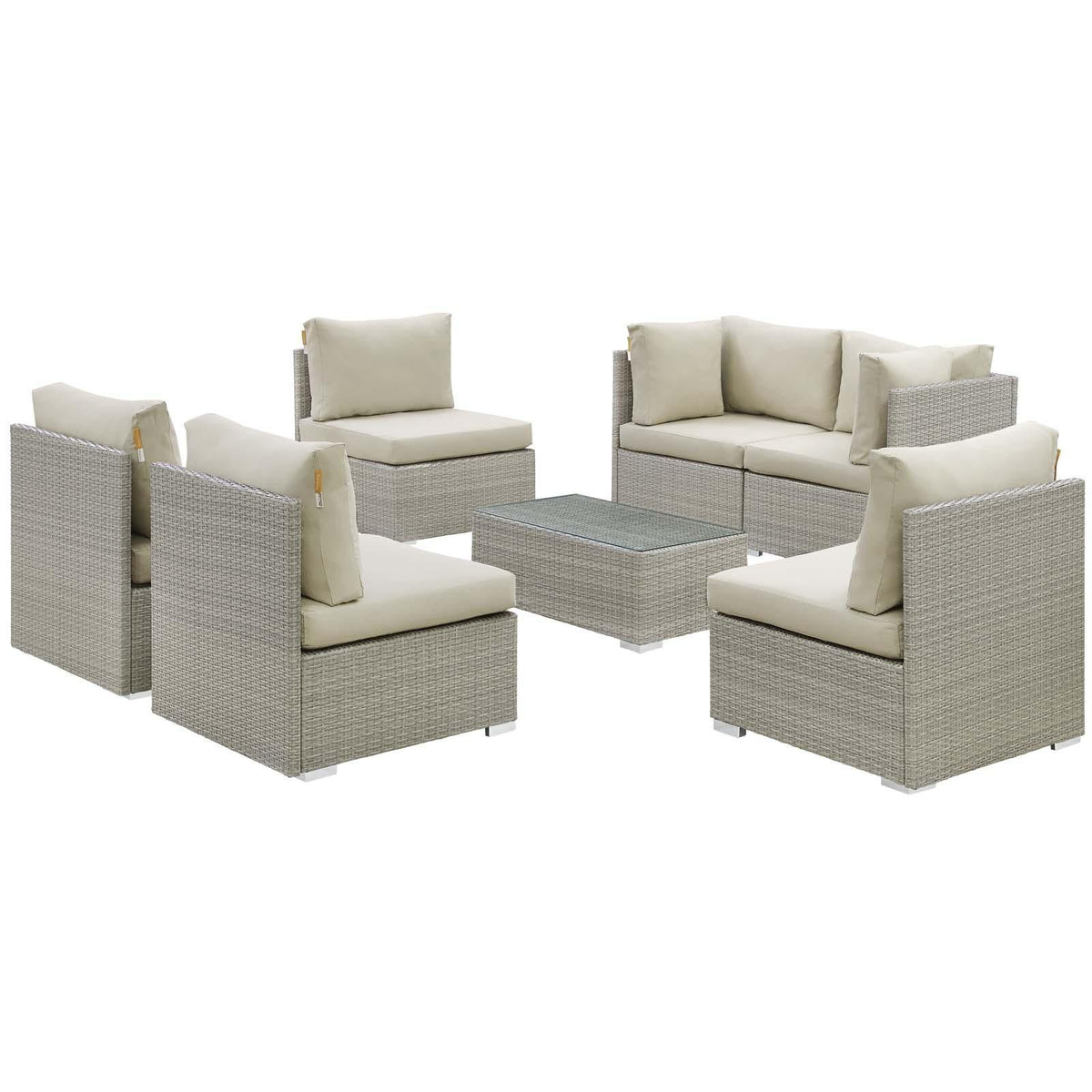Modway Furniture Modern Repose 7 Piece Outdoor Patio Sunbrella® Sectional Set - EEI-3005