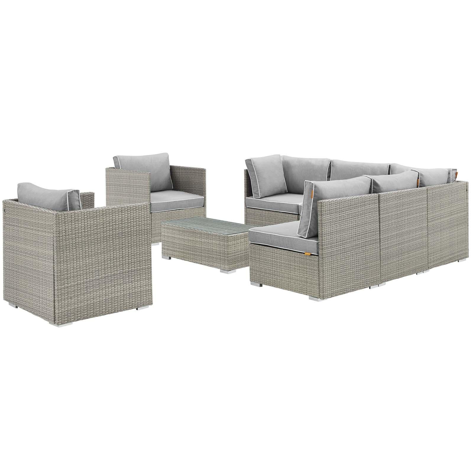 Modway Furniture Modern Repose 8 Piece Outdoor Patio Sectional Set - EEI-3008