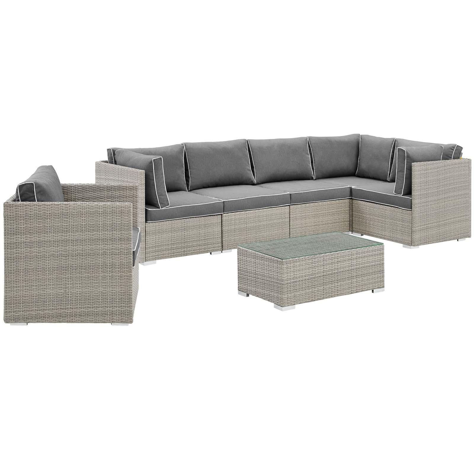 Modway Furniture Modern Repose 7 Piece Outdoor Patio Sectional Set - EEI-3010