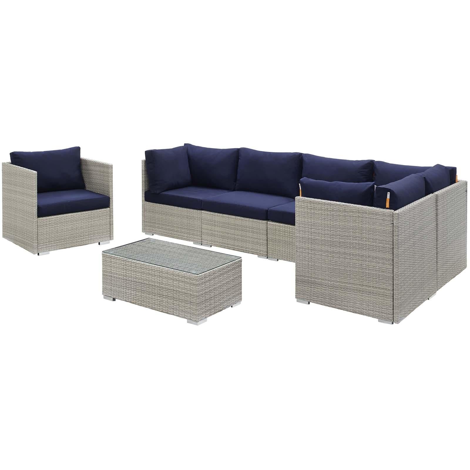 Modway Furniture Modern Repose 7 Piece Outdoor Patio Sunbrella® Sectional Set - EEI-3011