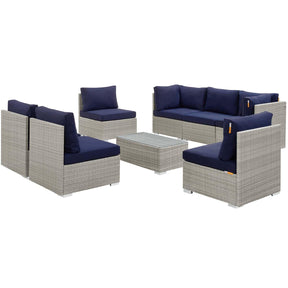 Modway Furniture Modern Repose 8 Piece Outdoor Patio Sunbrella® Sectional Set - EEI-3013