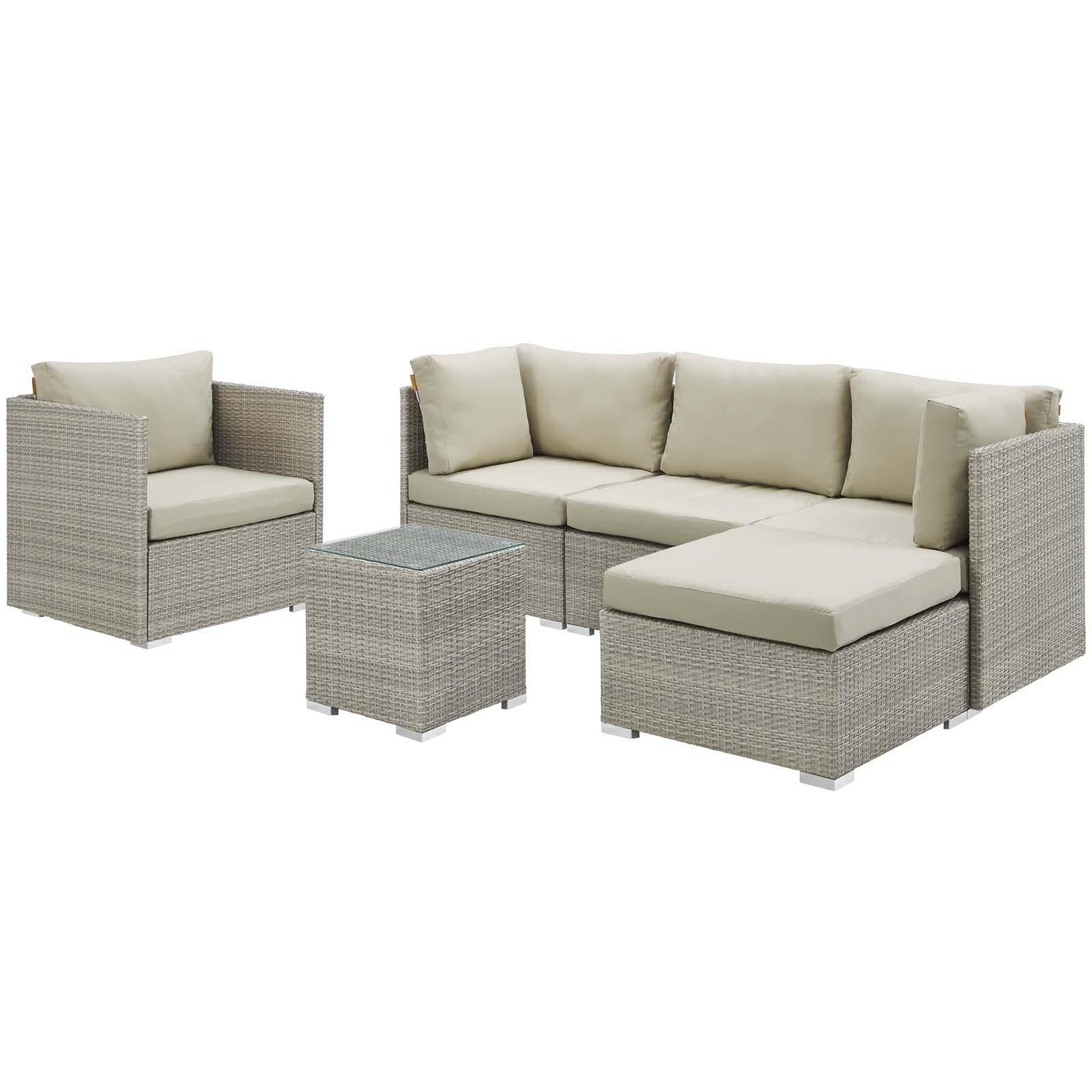 Modway Furniture Modern Repose 6 Piece Outdoor Patio Sunbrella® Sectional Set - EEI-3015