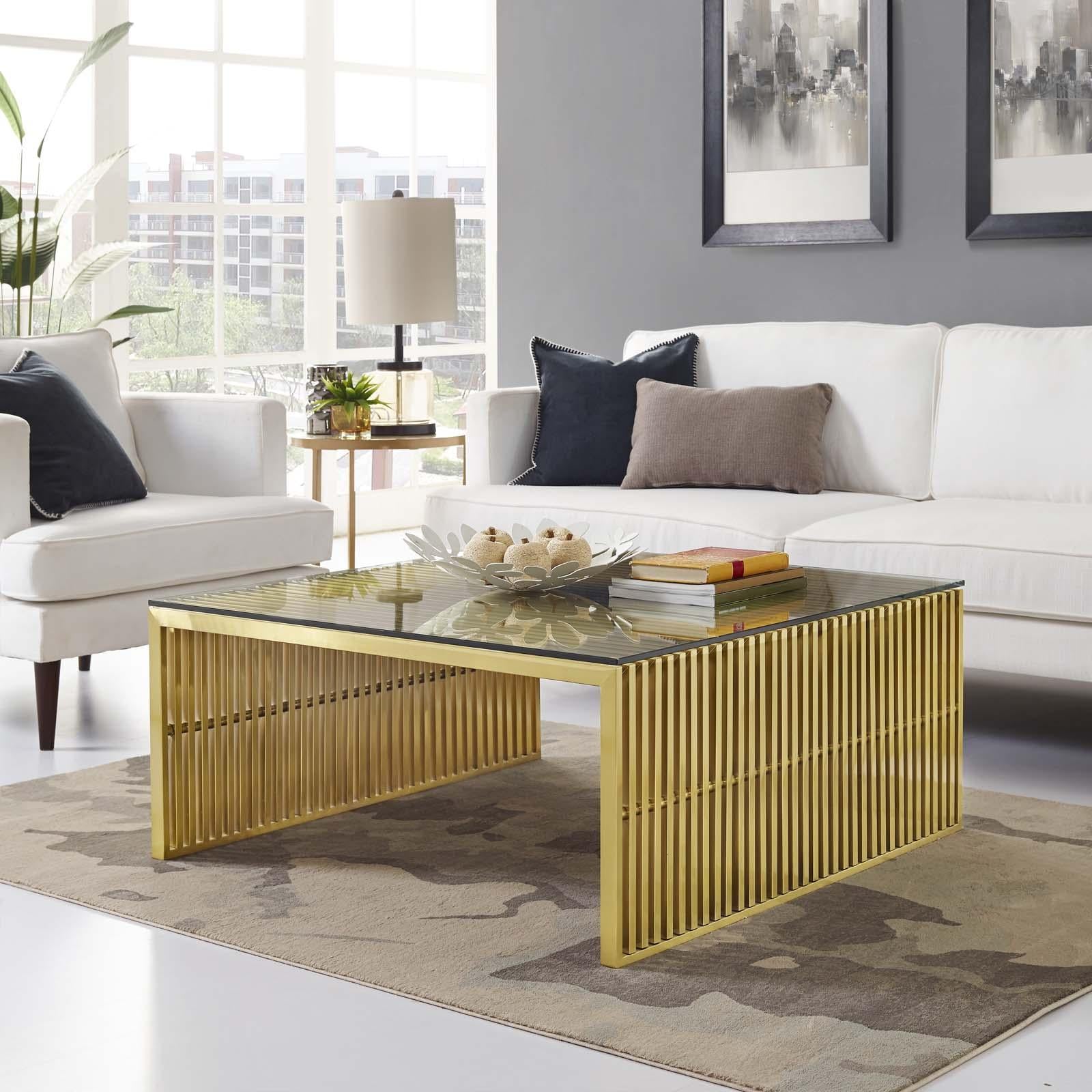 Modway Furniture Modern Gridiron Stainless Steel Coffee Table - EEI-3037