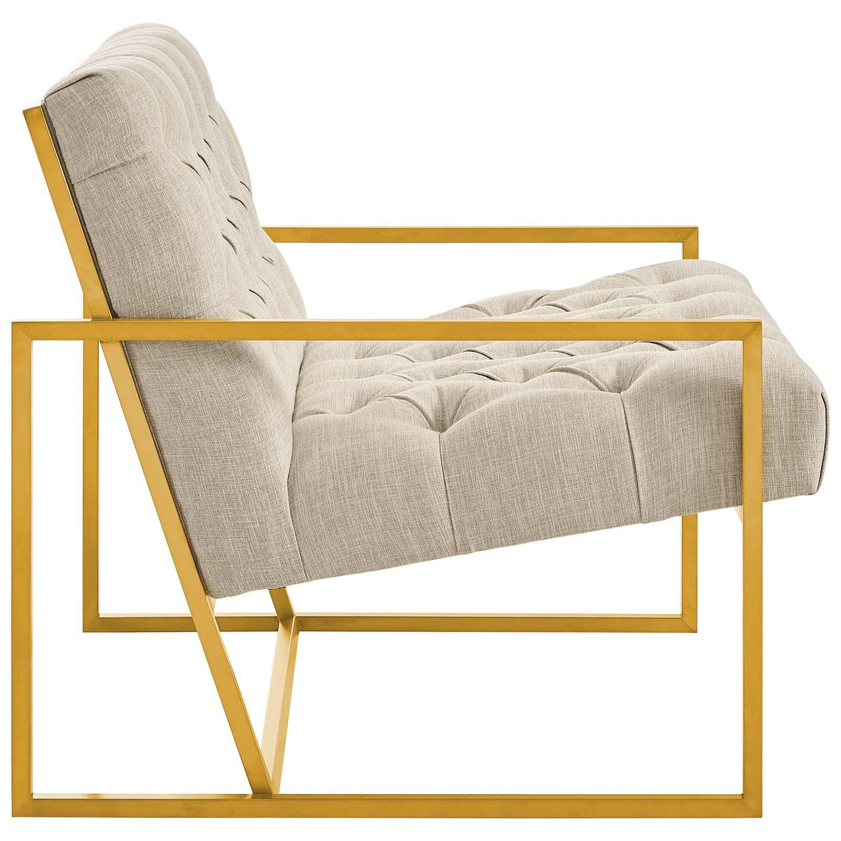 Modway Furniture Modern Bequest Gold Stainless Steel Upholstered Fabric Accent Chair - EEI-3074