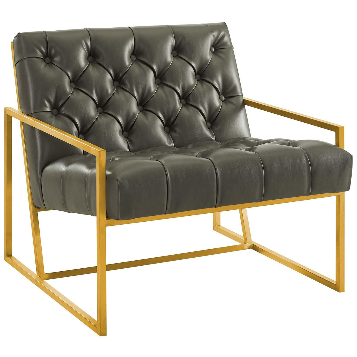 Modway Furniture Modern Bequest Antique Gold Stainless Steel Faux Leather Accent Chair - EEI-3075