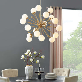 Modway Furniture Modern Constellation White Glass and Brass Pendant Chandelier - EEI-3077