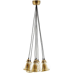 Modway Furniture Modern Peak Brass Cone and Glass Globe Cluster Pendant Chandelier - EEI-3083