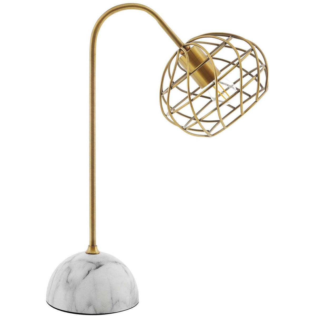 Modway Furniture Modern Salient Brass and Faux White Marble Table Lamp - EEI-3086