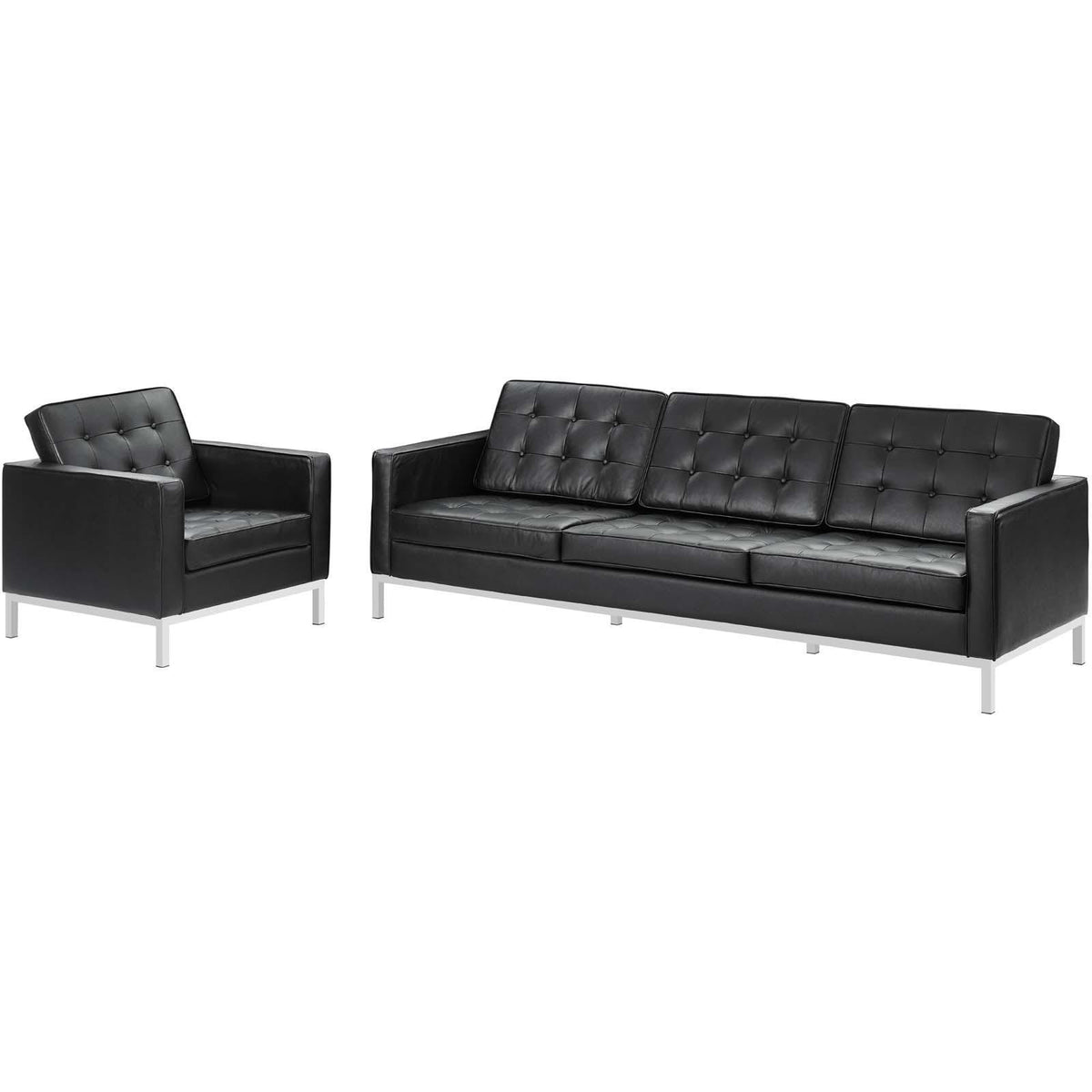 Modway Furniture Modern Loft 2 Piece Leather Sofa and Armchair Set - EEI-3099