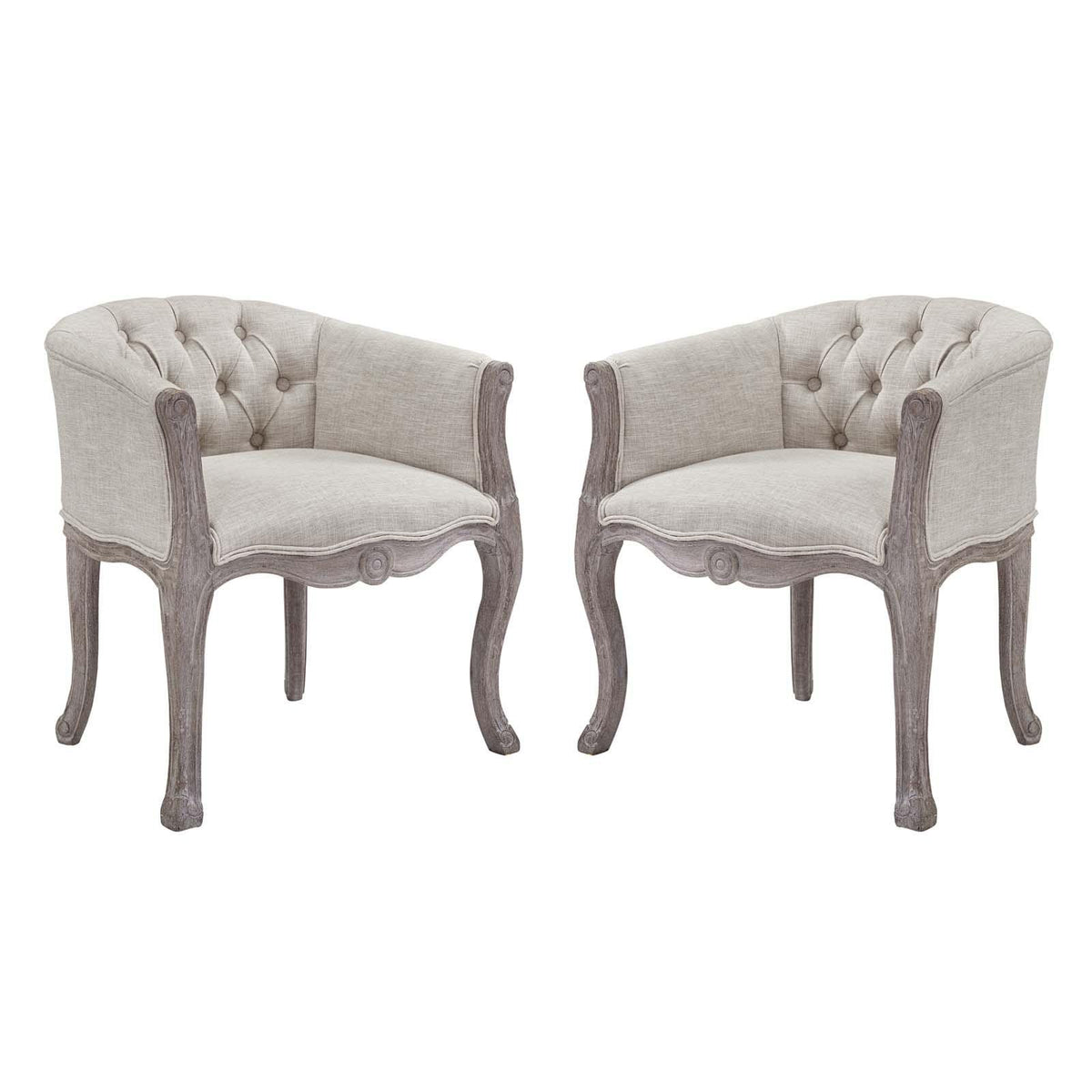 Modway Furniture Modern Crown Vintage French Upholstered Fabric Dining Armchair Set of 2 - EEI-3104