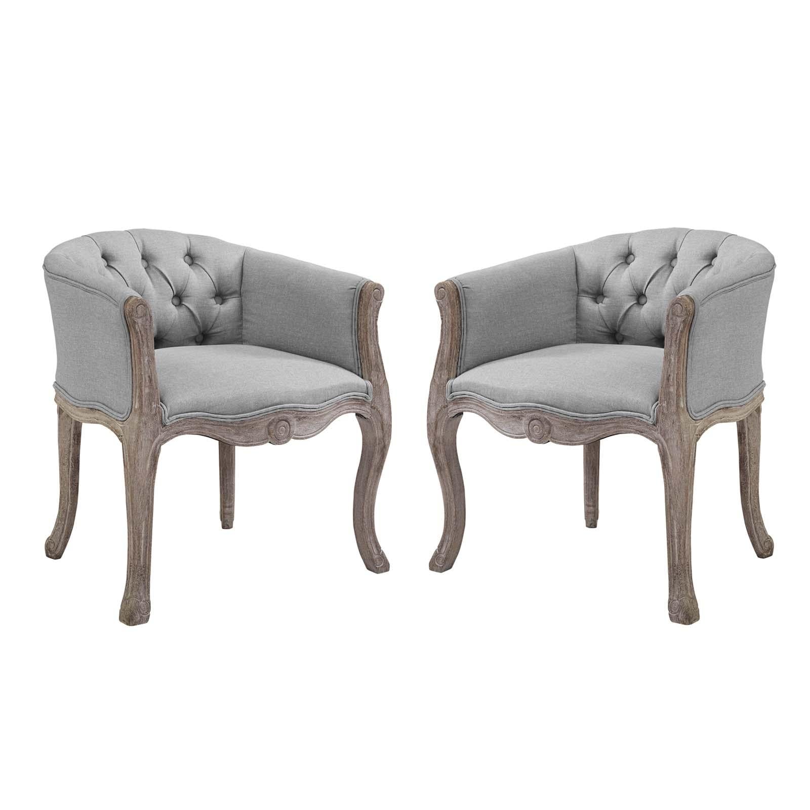 Modway Furniture Modern Crown Vintage French Upholstered Fabric Dining Armchair Set of 2 - EEI-3104