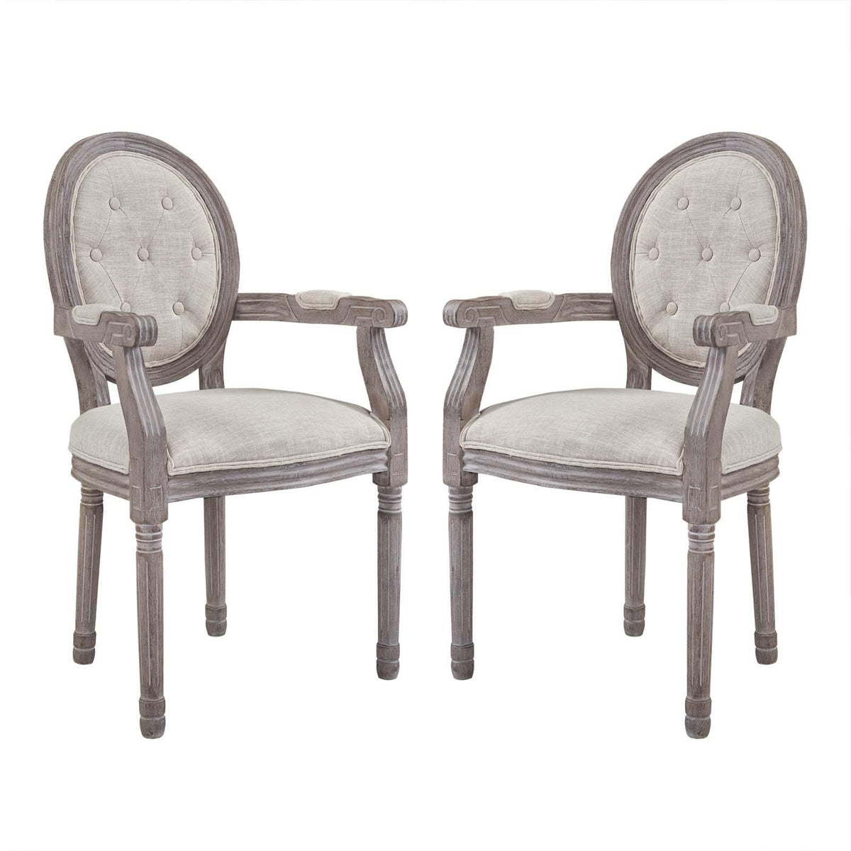 Modway Furniture Modern Arise Vintage French Upholstered Fabric Dining Armchair Set of 2 - EEI-3106