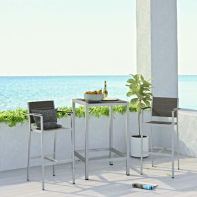 Modway Furniture Modern Shore 3 Piece Outdoor Patio Aluminum Pub Set - EEI-3157
