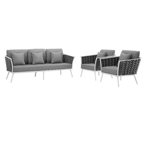 Modway Furniture Modern Stance 3 Piece Outdoor Patio Aluminum Sectional Sofa Set - EEI-3165