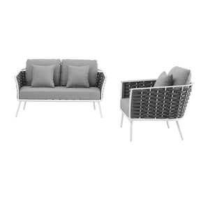 Modway Furniture Modern Stance 2 Piece Outdoor Patio Aluminum Sectional Sofa Set - EEI-3169