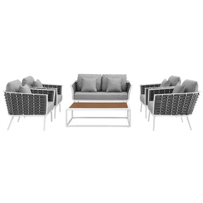 Modway Furniture Modern Stance 6 Piece Outdoor Patio Aluminum Sectional Sofa Set - EEI-3173