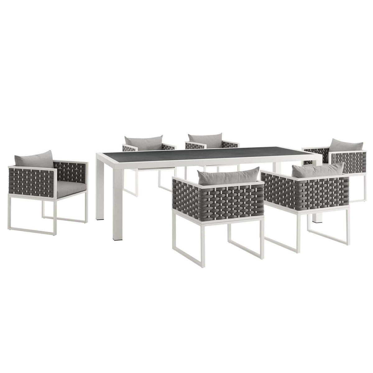 Modway Furniture Modern Stance 7 Piece Outdoor Patio Aluminum Dining Set - EEI-3185