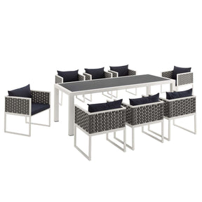 Modway Furniture Modern Stance 9 Piece Outdoor Patio Aluminum Dining Set - EEI-3186
