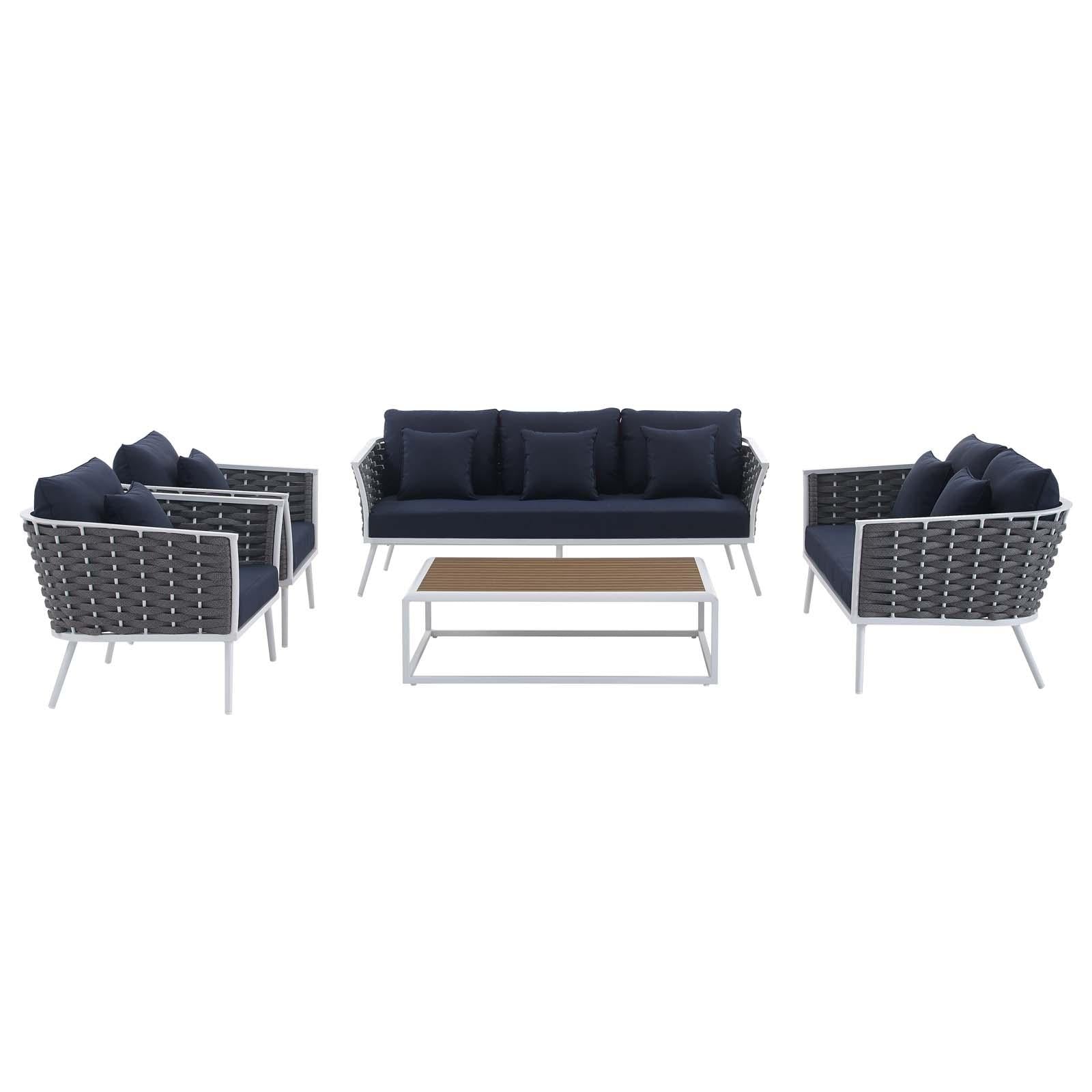 Modway Furniture Modern Stance 5 Piece Outdoor Patio Aluminum Sectional Sofa Set - EEI-3187