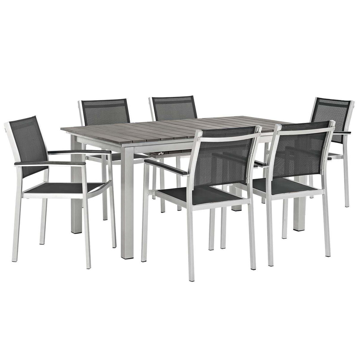 Modway Furniture Modern Shore 7 Piece Outdoor Patio Aluminum Dining Set - EEI-3200