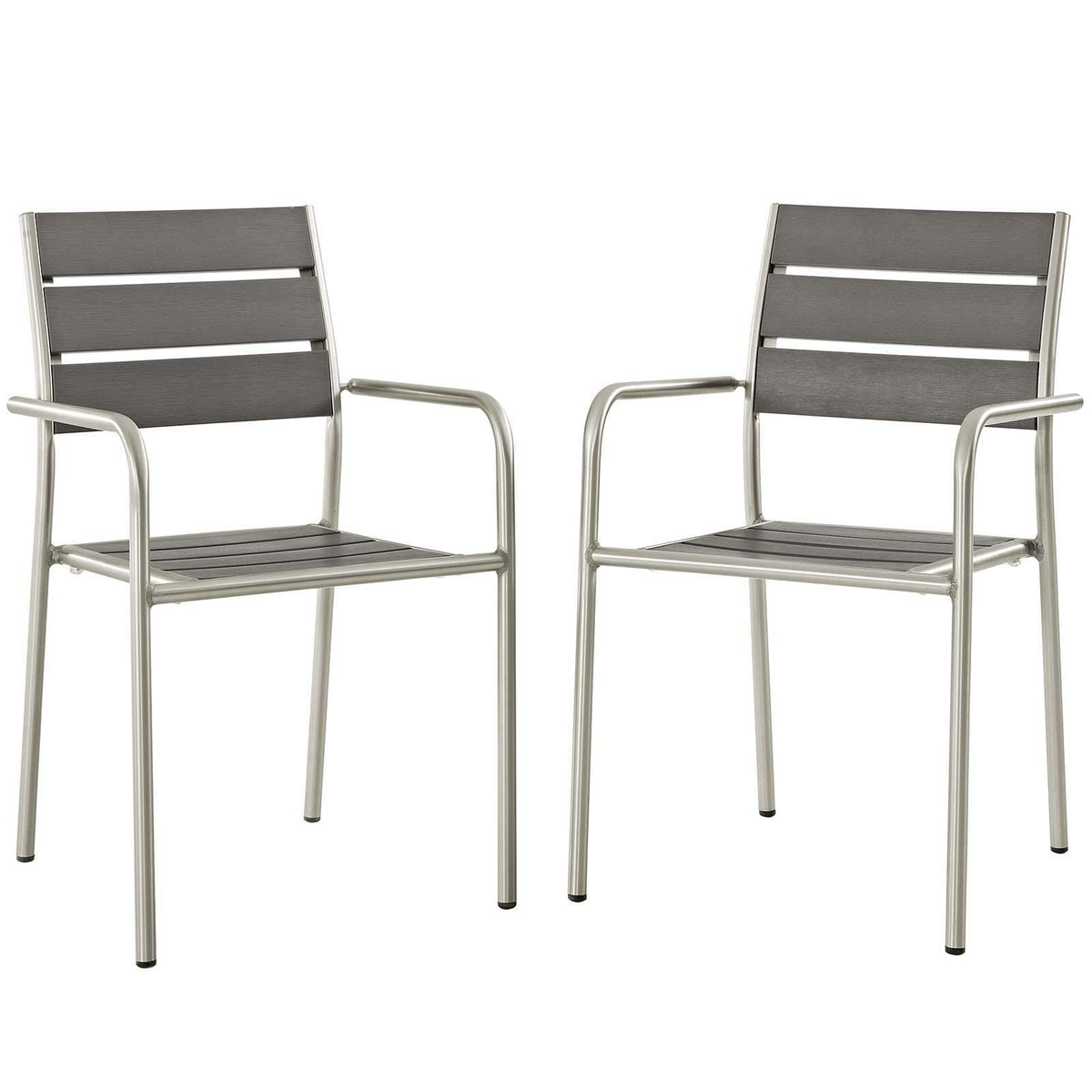 Modway Furniture Modern Shore Outdoor Patio Aluminum Dining Rounded Armchair Set of 2 - EEI-3203