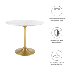 Modway Furniture Modern Lippa 36" Round Artificial Marble Dining Table - EEI-3214