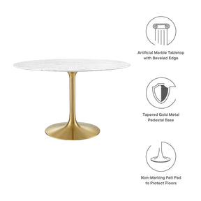 Modway Furniture Modern Lippa 47" Round Artificial Marble Dining Table - EEI-3232