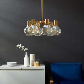 Modway Furniture Modern Resound Amber Glass And Brass Pendant Chandelier - EEI-3272