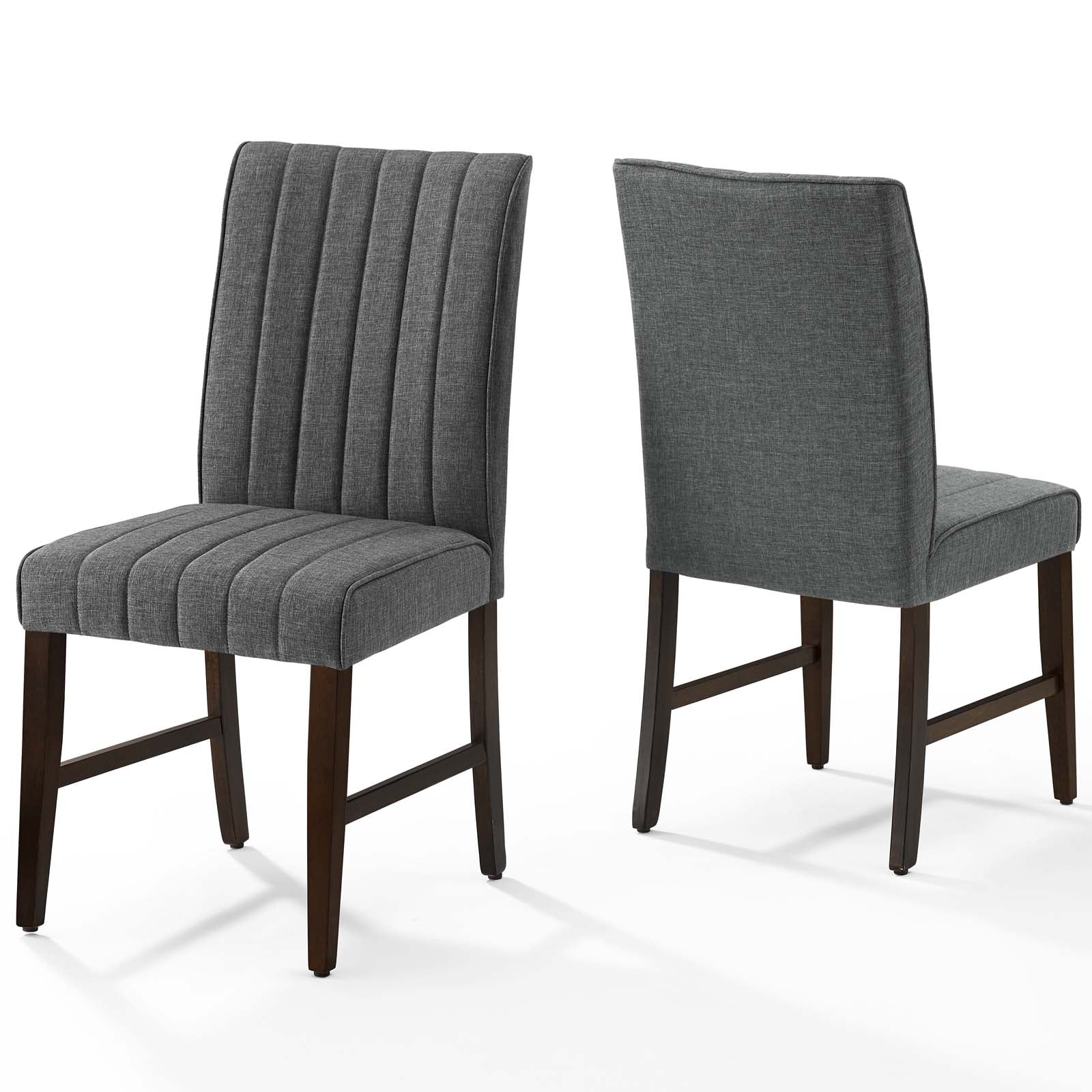 Modway Furniture Modern Motivate Channel Tufted Upholstered Fabric Dining Chair Set of 2 - EEI-3333