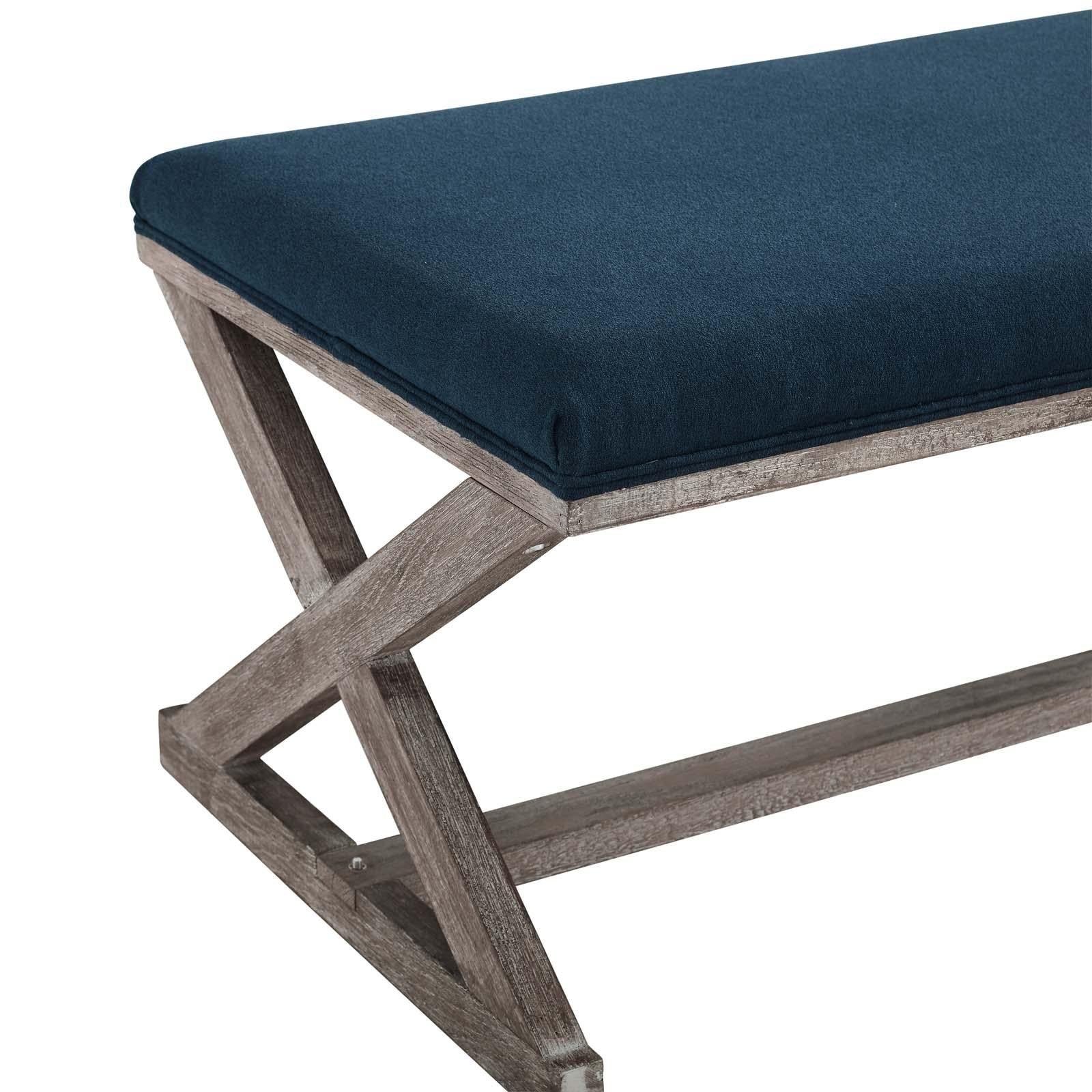 Modway Furniture Modern Province Vintage French X-Brace Upholstered Fabric Bench - EEI-3371