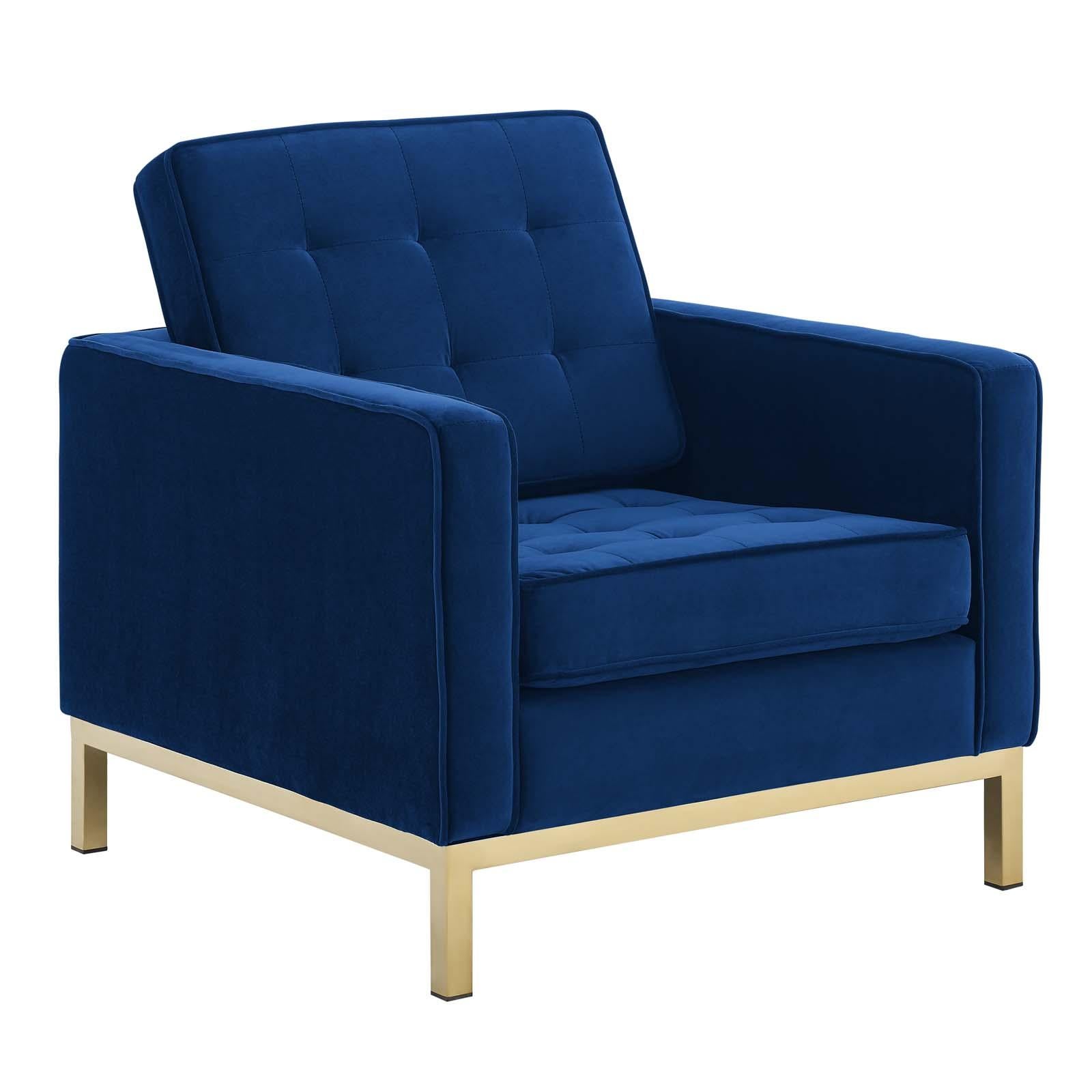 Modway Furniture Modern Loft Gold Stainless Steel Performance Velvet Armchair - EEI-3393