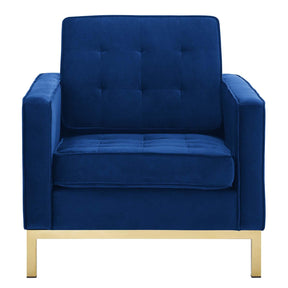 Modway Furniture Modern Loft Gold Stainless Steel Performance Velvet Armchair - EEI-3393