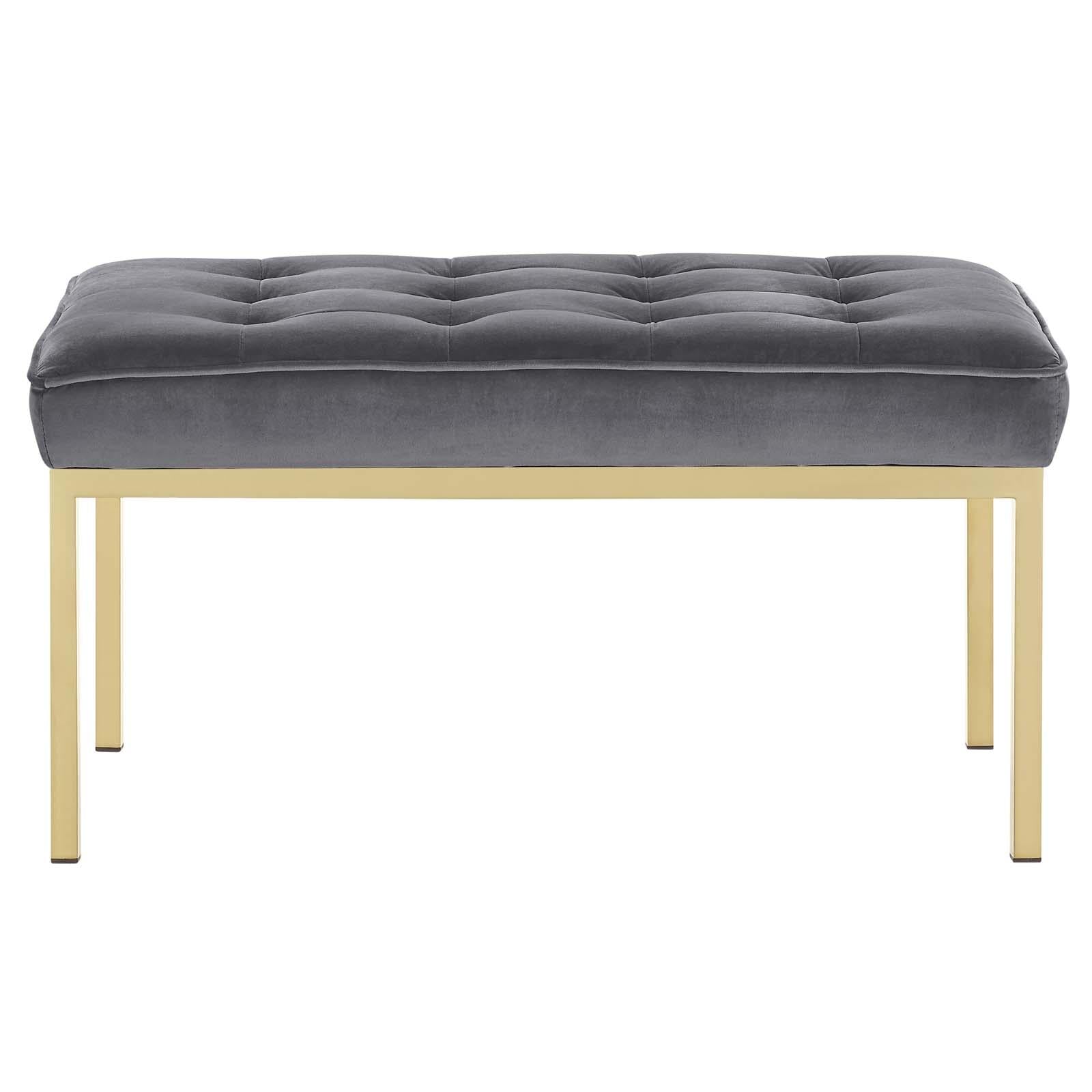 Modway Furniture Modern Loft Gold Stainless Steel Leg Medium Performance Velvet Bench - EEI-3402