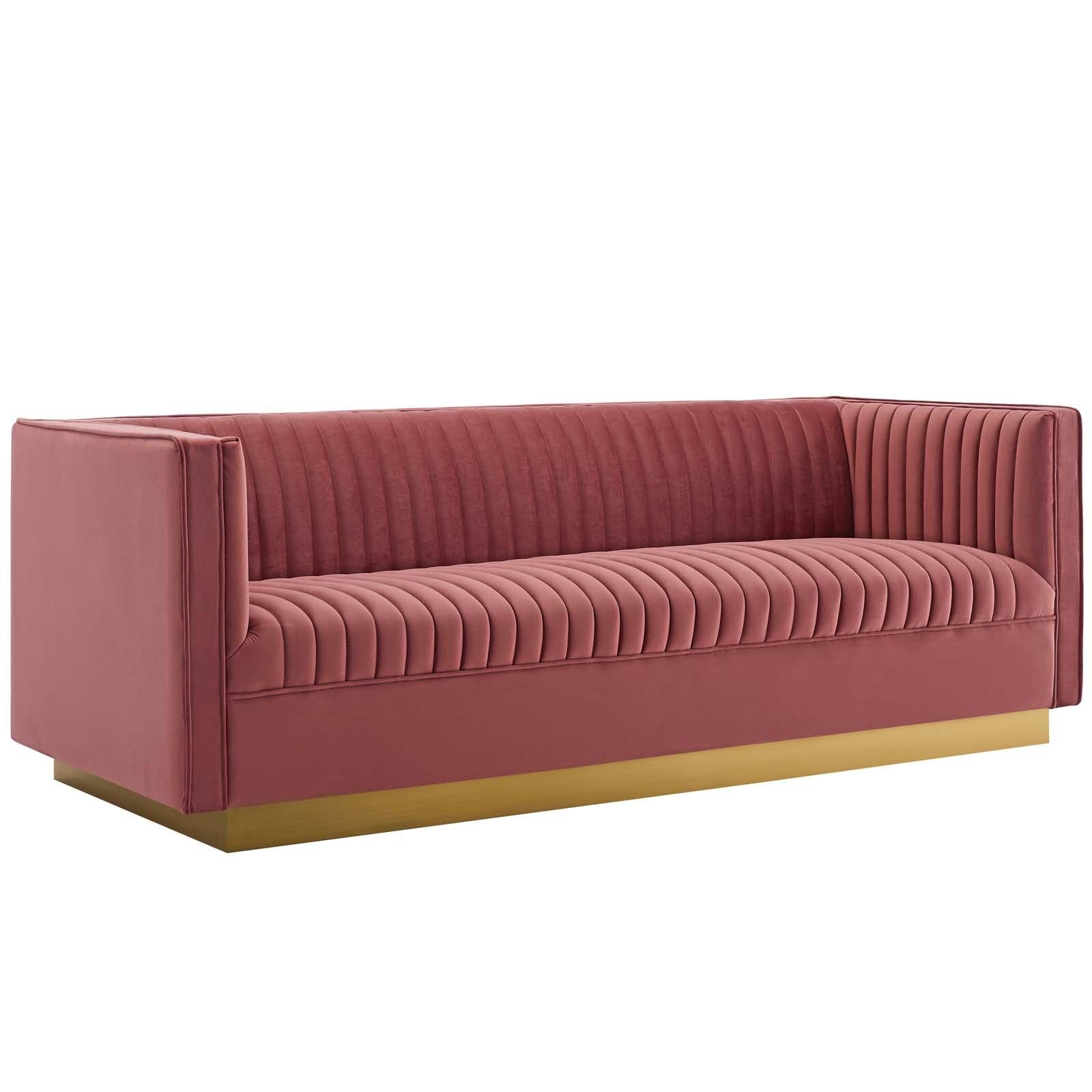 Modway Furniture Modern Sanguine Vertical Channel Tufted Performance Velvet Sofa - EEI-3405