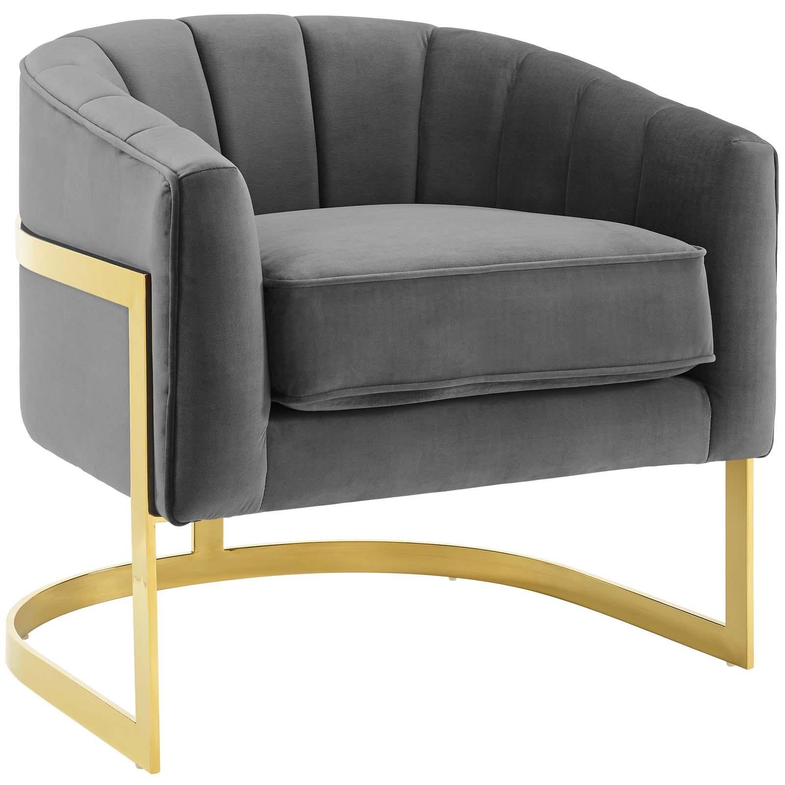Modway Furniture Modern Esteem Vertical Channel Tufted Performance Velvet Accent Armchair - EEI-3414