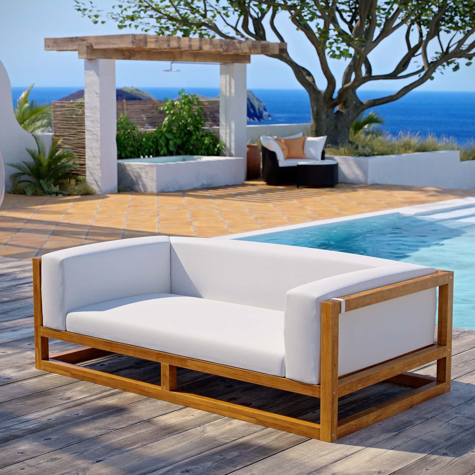 Modway Furniture Modern Newbury Accent Lounge Outdoor Patio Premium Grade A Teak Wood Sofa - EEI-3423