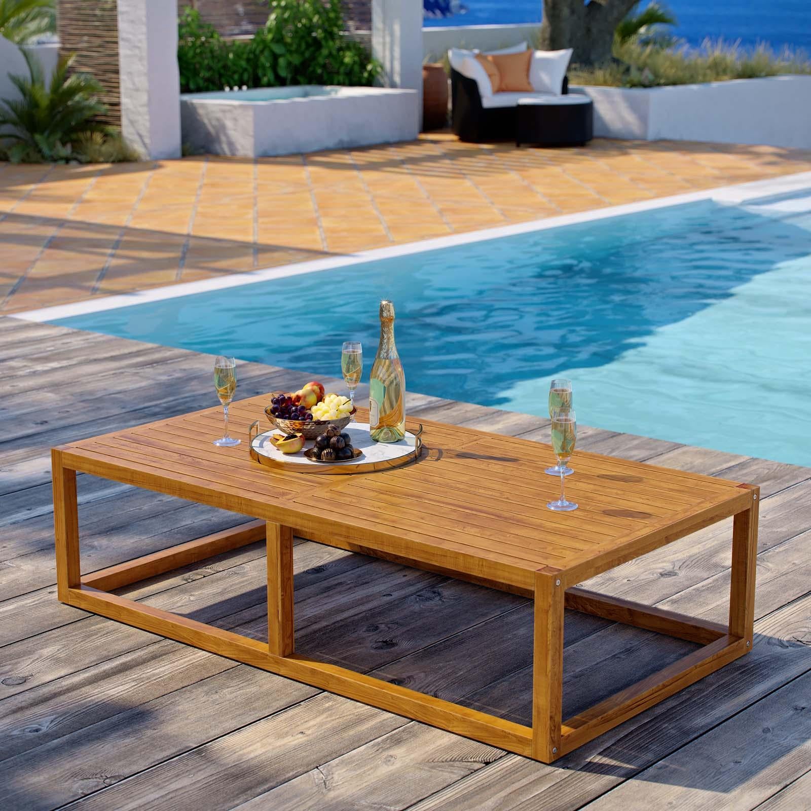 Modway Furniture Modern Newbury Outdoor Patio Premium Grade A Teak Wood Coffee Table - EEI-3424