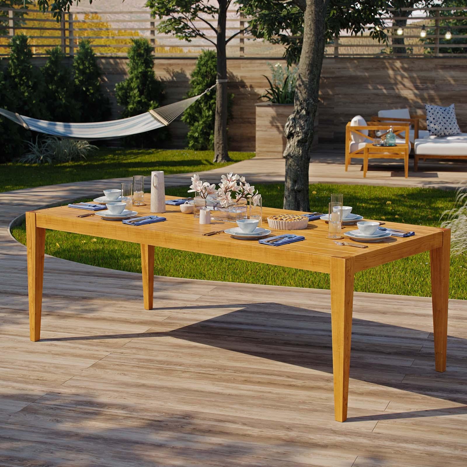 Modway Furniture Modern Northlake 85" Outdoor Patio Premium Grade A Teak Wood Dining Table - EEI-3430