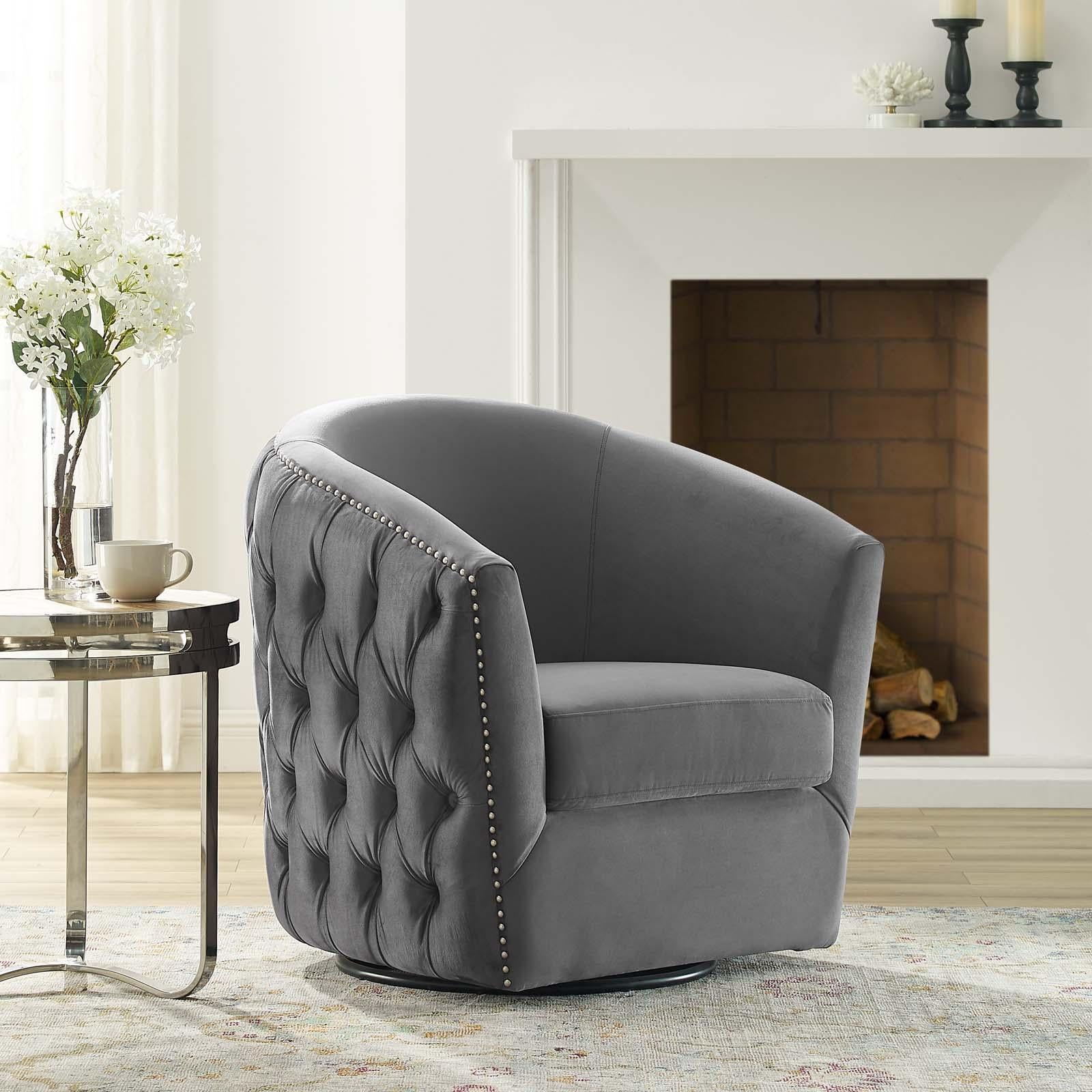 Modway Furniture Modern Rogue Swivel Performance Velvet Armchair - EEI-3434