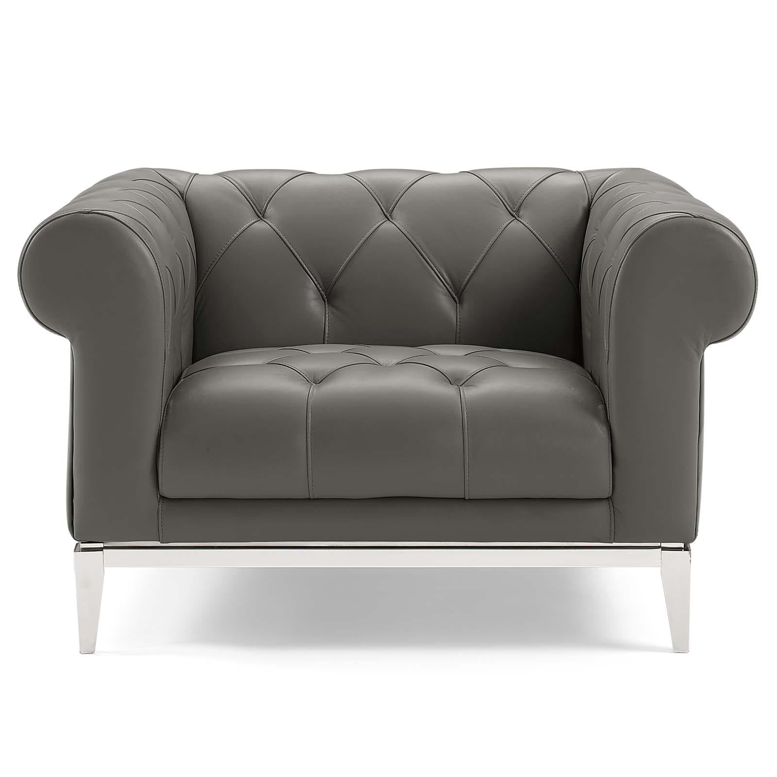Modway Furniture Modern Idyll Tufted Button Upholstered Leather Chesterfield Armchair - EEI-3443