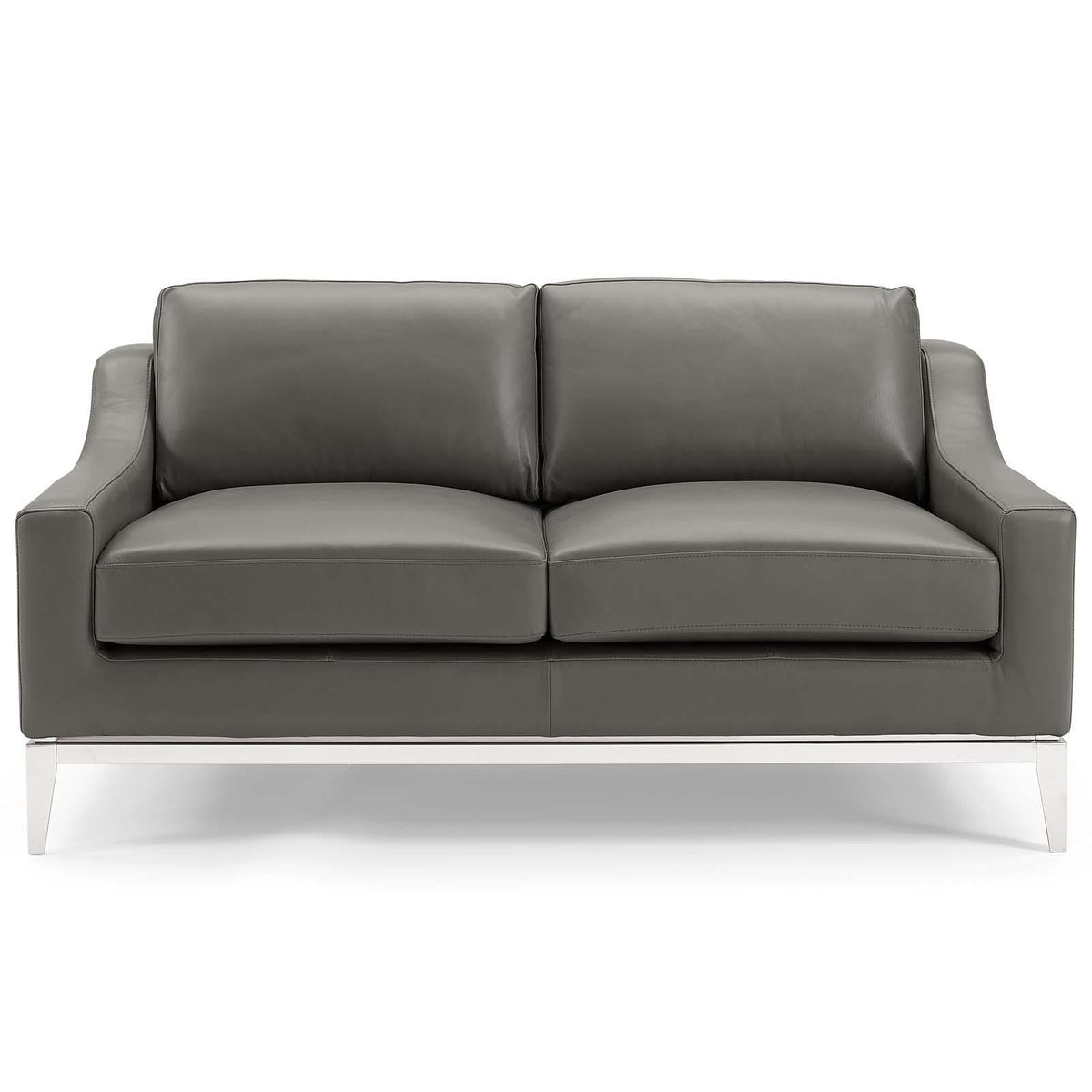 Modway Furniture Modern Harness 64" Stainless Steel Base Leather Loveseat - EEI-3445