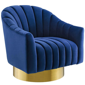 Modway Furniture Modern Buoyant Vertical Channel Tufted Accent Lounge Performance Velvet Swivel Chair - EEI-3459
