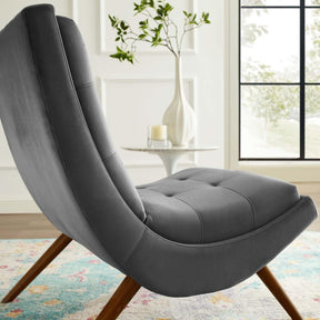Modway Furniture Modern Ramp Upholstered Performance Velvet Lounge Chair and Ottoman Set - EEI-3487