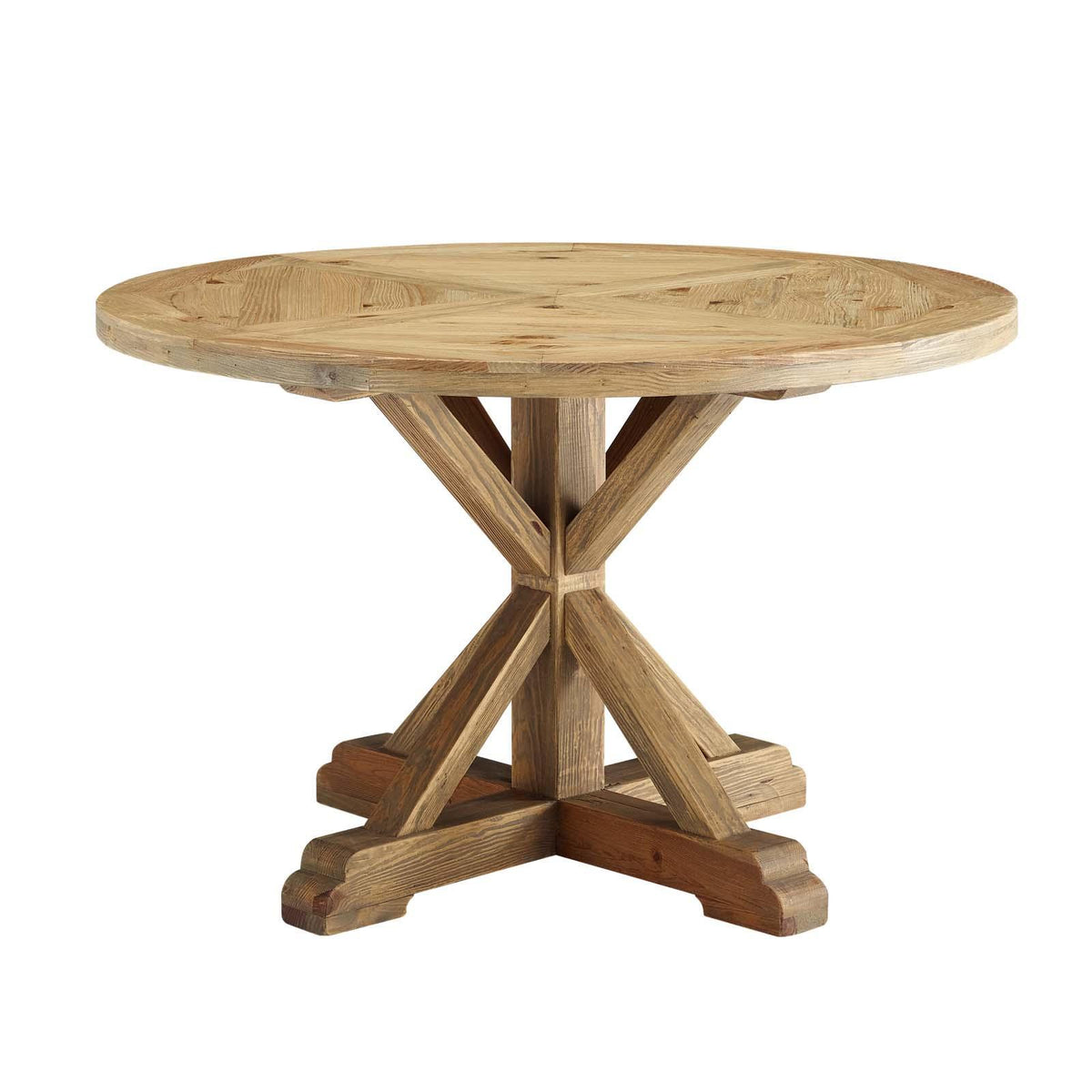 Modway Furniture Modern Stitch 47" Round Pine Wood Dining Table - EEI-3492