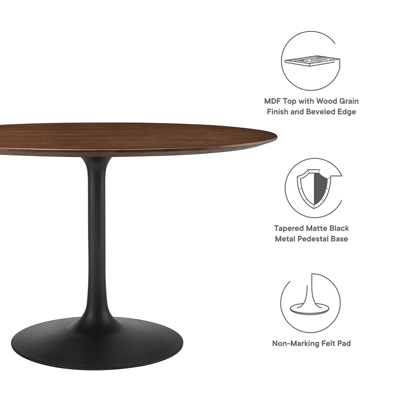 Modway Furniture Modern Lippa 47" Round Walnut Dining Table - EEI-3532