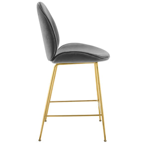 Modway Furniture Modern Scoop Gold Stainless Steel Leg Performance Velvet Counter Stool - EEI-3549