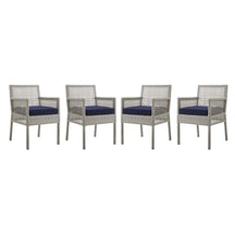 Modway Furniture Modern Aura Dining Armchair Outdoor Patio Wicker Rattan Set of 4 - EEI-3594